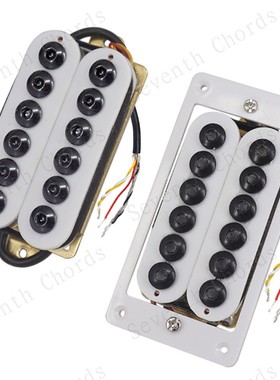 白色大磁柱双块双联电吉他双线圈拾音器 Humbucker Pickup 4接线