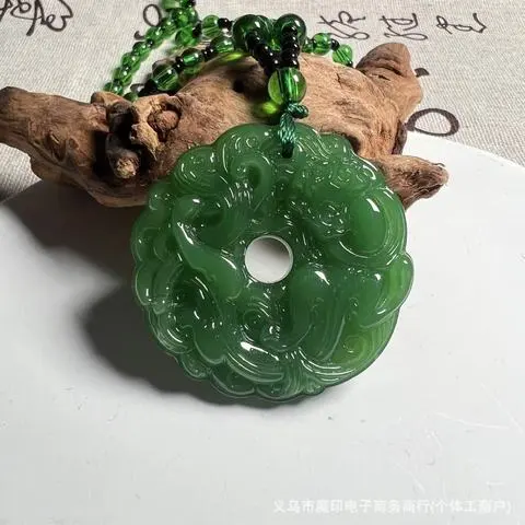 项链时来运转吞毛衣链碧绿色玉石貔貅大运走财平安扣吊坠聚财