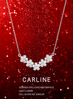 项链女款2025新款 高级感轻奢小众纯银女999足银正品适合夏天戴的