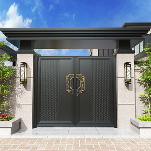 铝合金户外庭院子铸铝双开大门别墅不锈钢农村自建房入户铁艺头楼