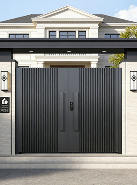 户外铝合金庭院大门铁艺别墅双开门电动乡村不锈钢农村自建房小区