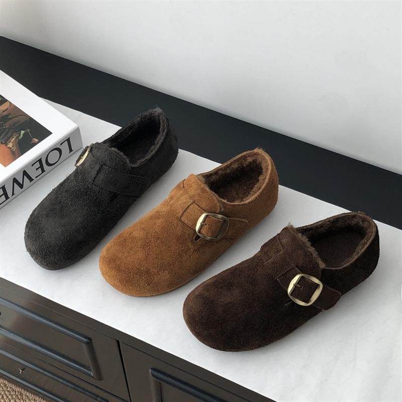 冬季加绒懒人乐福鞋女25舒适保暖软底保暖豆豆棉鞋复古真皮博肯鞋,女鞋,乐福鞋（豆豆鞋）,淘宝优惠券,粉丝福利购,淘宝优惠卷