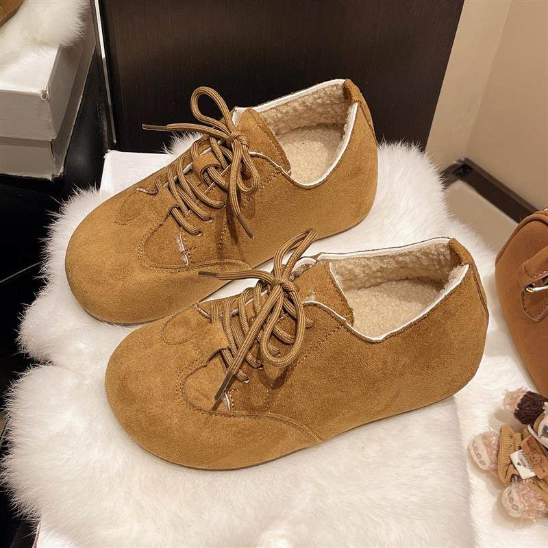 厚底内增高勃肯鞋女2026年新款圆头系带加绒保暖一脚蹬百搭豆豆鞋,女鞋,浅口单鞋,淘宝优惠券,粉丝福利购,淘宝优惠卷