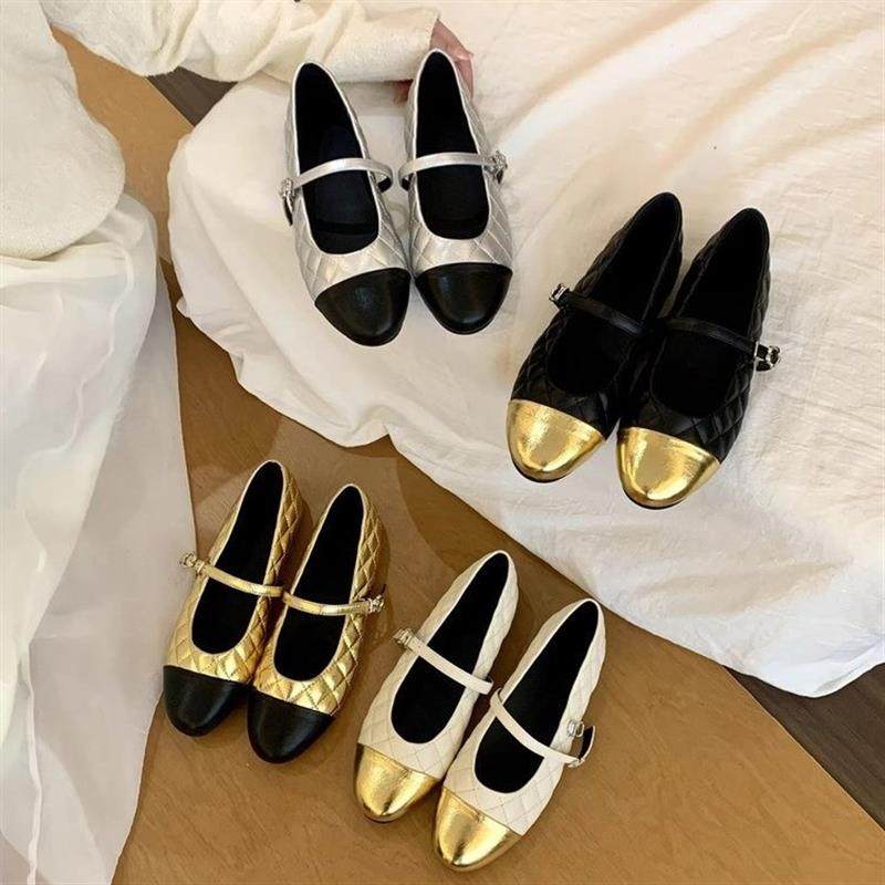 小香风菱格拼色浅口单鞋女2026年新款复古百搭配裙子平底玛丽珍鞋,女鞋,玛丽珍鞋,淘宝优惠券,粉丝福利购,淘宝优惠卷