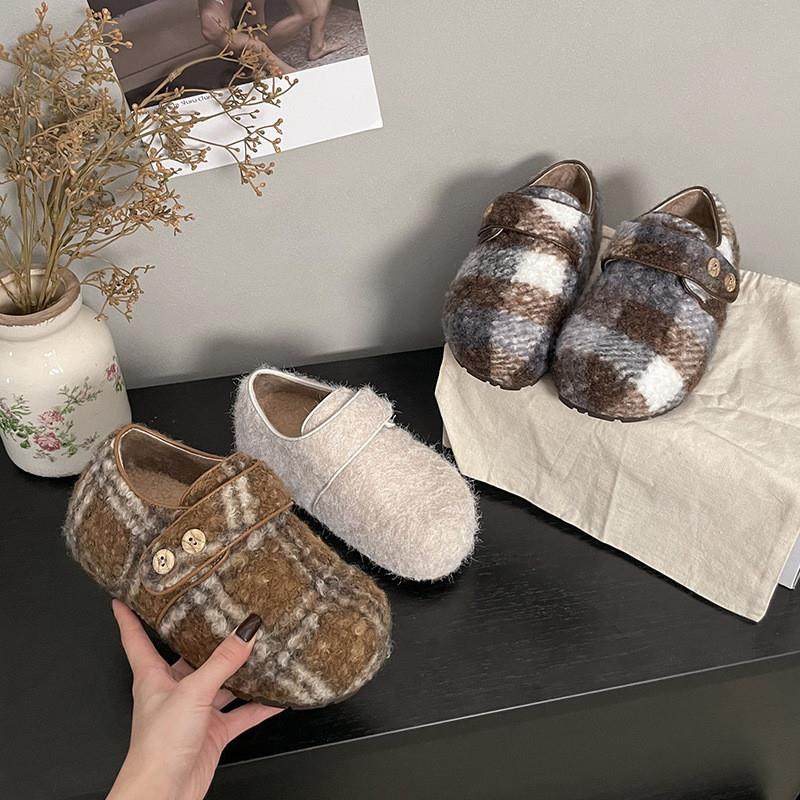 云芙纽扣小面包韩版冬季保暖魔术贴毛毛鞋外穿勃肯单鞋毛绒棉鞋,女鞋,勃肯鞋/软木鞋,淘宝优惠券,粉丝福利购,淘宝优惠卷