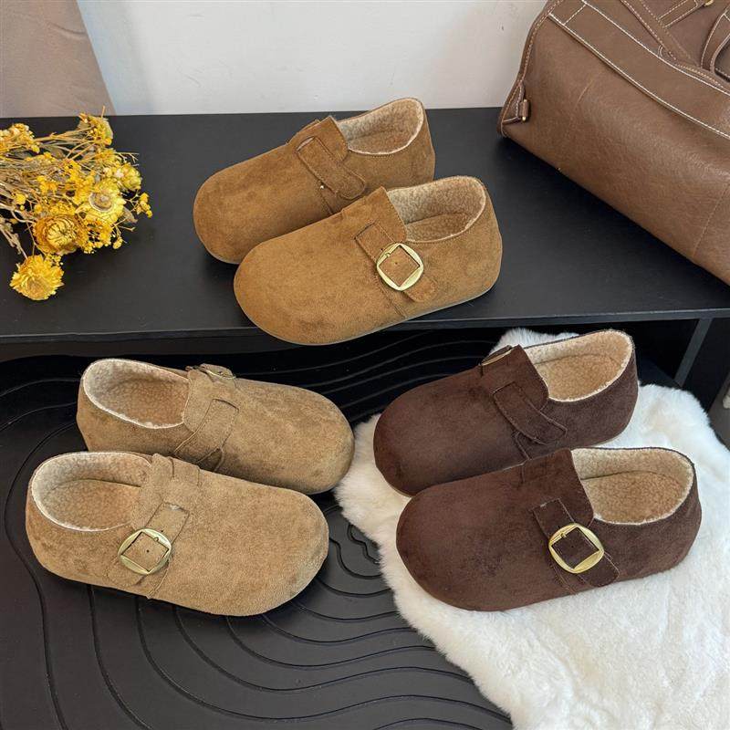 森系复古丑萌平底勃肯鞋女2026年新款加绒保暖一脚蹬休闲豆豆鞋,居家布艺,居家棉拖/棉鞋,淘宝优惠券,粉丝福利购,淘宝优惠卷