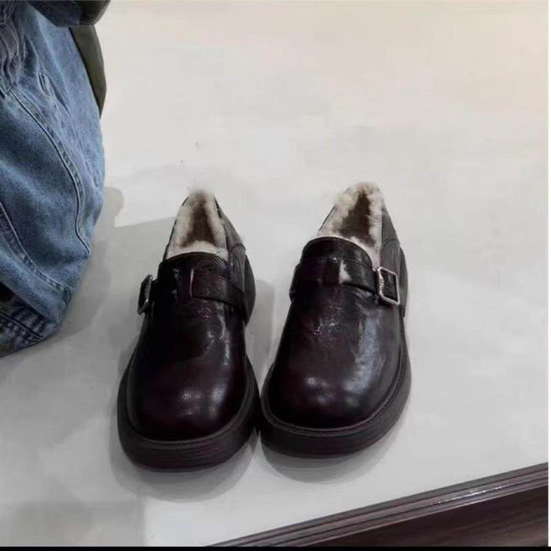羊皮版~舒适毛毛鞋皮带扣加绒保暖一脚蹬乐福鞋秋冬新款小皮单鞋,女鞋,乐福鞋（豆豆鞋）,淘宝优惠券,粉丝福利购,淘宝优惠卷