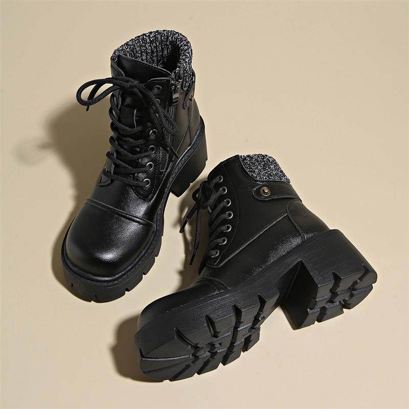 40-43大码鞋厚底粗跟短靴秋冬新款女靴复古系带皮带扣靴子外贸鞋,女鞋,时装靴,淘宝优惠券,粉丝福利购,淘宝优惠卷
