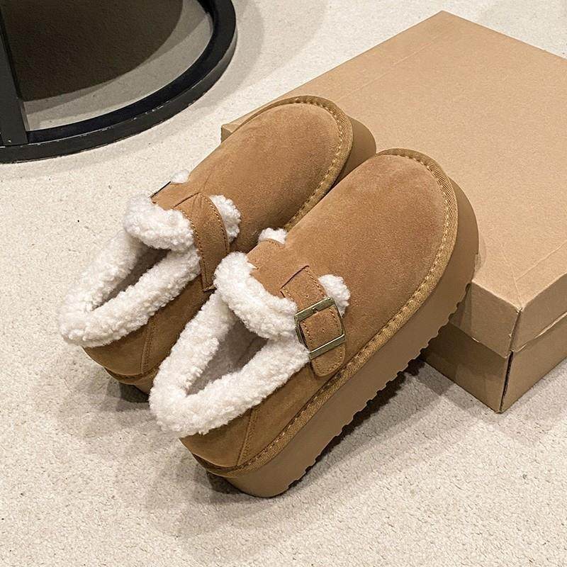 复古毛毛博肯鞋女加绒豆豆鞋2026款雪地靴懒人厚底搭扣保暖棉鞋,女鞋,勃肯鞋/软木鞋,淘宝优惠券,粉丝福利购,淘宝优惠卷