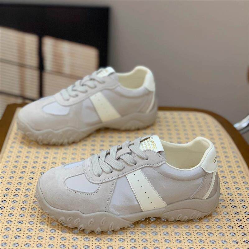 谷韵丨真皮厚底防滑百搭德训鞋女2026新款春款鞋子女软底阿甘女鞋