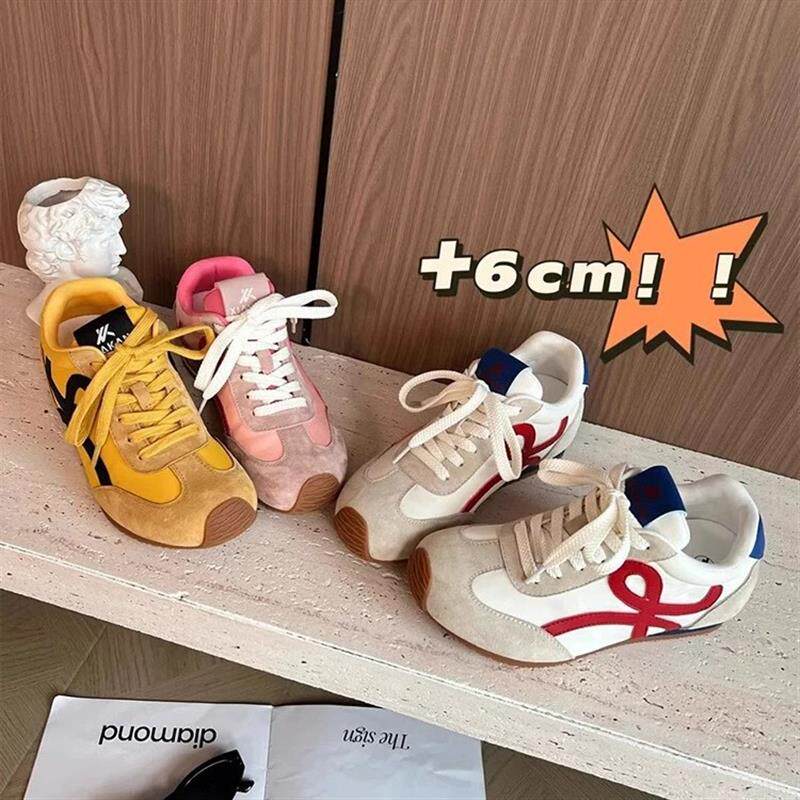 厚底内增高红色德训鞋女款2026新款春夏季休闲运动鞋小白鞋阿甘鞋