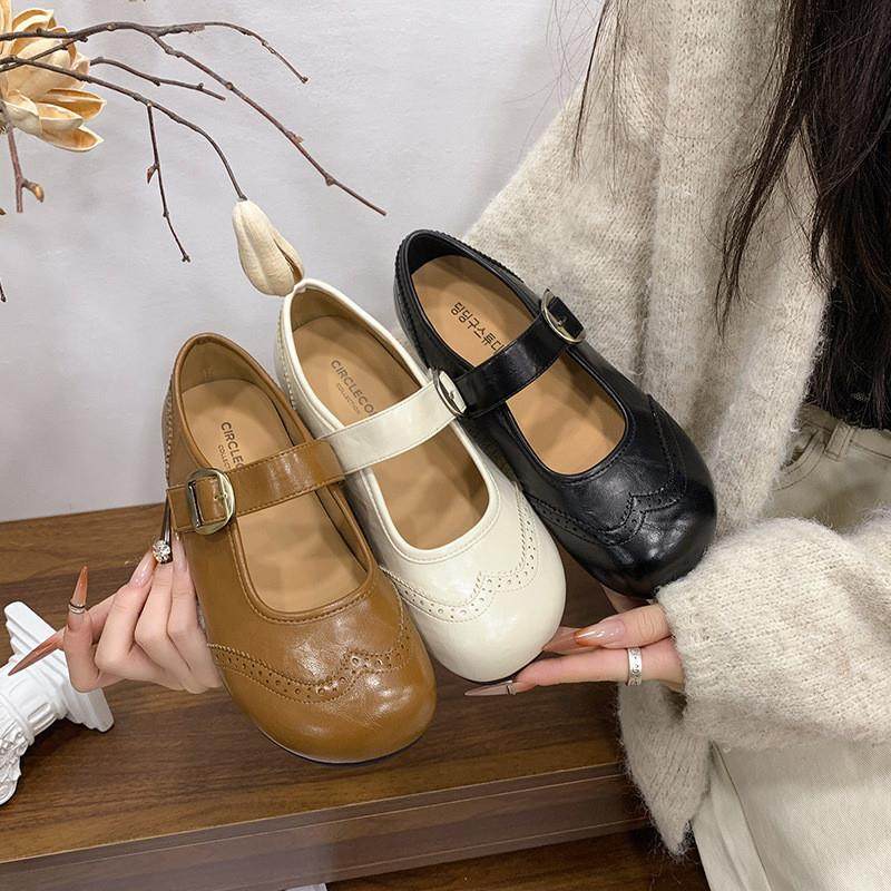 复古风布洛克雕花平底玛丽珍鞋女2026年新款一字带配裙子浅口单鞋,女鞋,玛丽珍鞋,淘宝优惠券,粉丝福利购,淘宝优惠卷