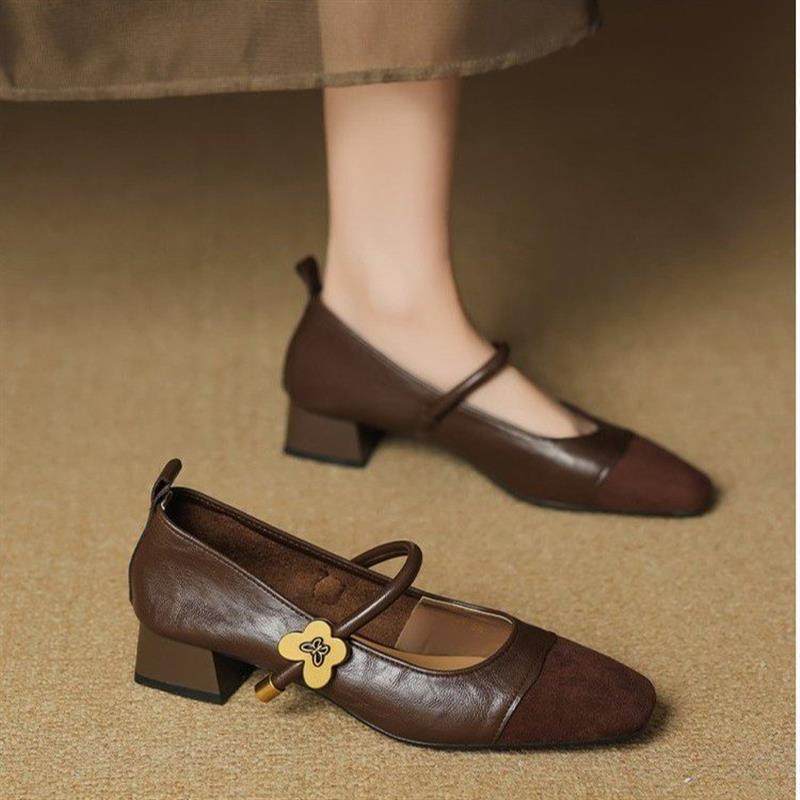 法式复古玛丽珍女鞋2026秋季新款一字式扣带方头舒适软底粗跟单鞋,女鞋,玛丽珍鞋,淘宝优惠券,粉丝福利购,淘宝优惠卷