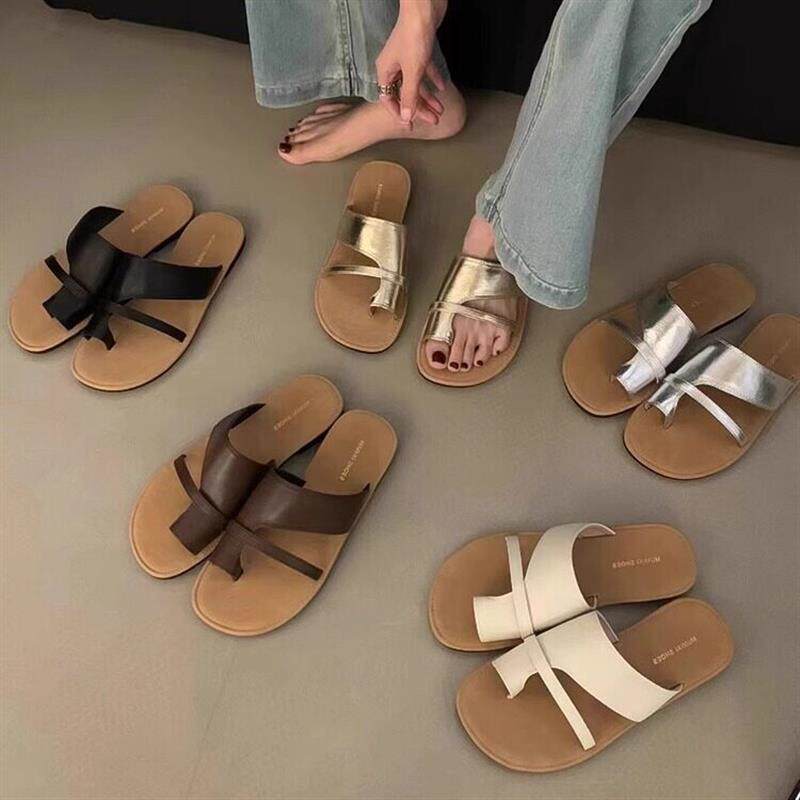 新款沙滩凉拖软底拖鞋女夏季外穿2026平底复古凉鞋套趾小众韩版