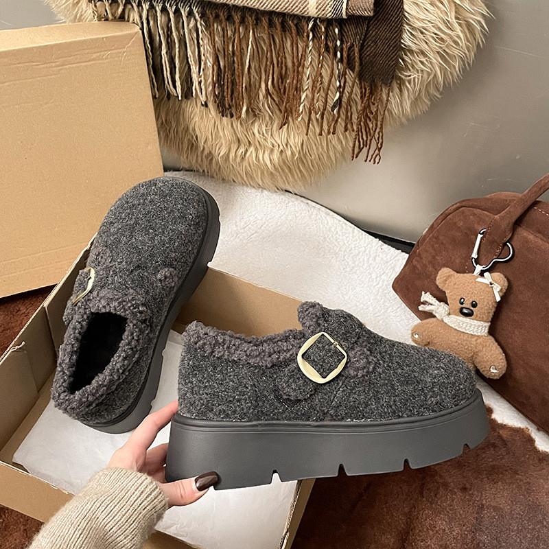 厚底增高勃肯鞋女秋冬加绒加棉2025年新款一脚蹬懒人鞋子勃肯棉鞋