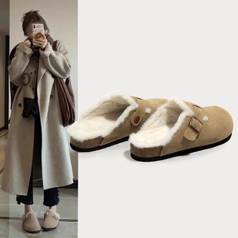 男女同款43大码勃肯鞋女2026新款毛毛拖鞋一脚蹬加绒包头半拖棉拖,女鞋,其他拖鞋,淘宝优惠券,粉丝福利购,淘宝优惠卷