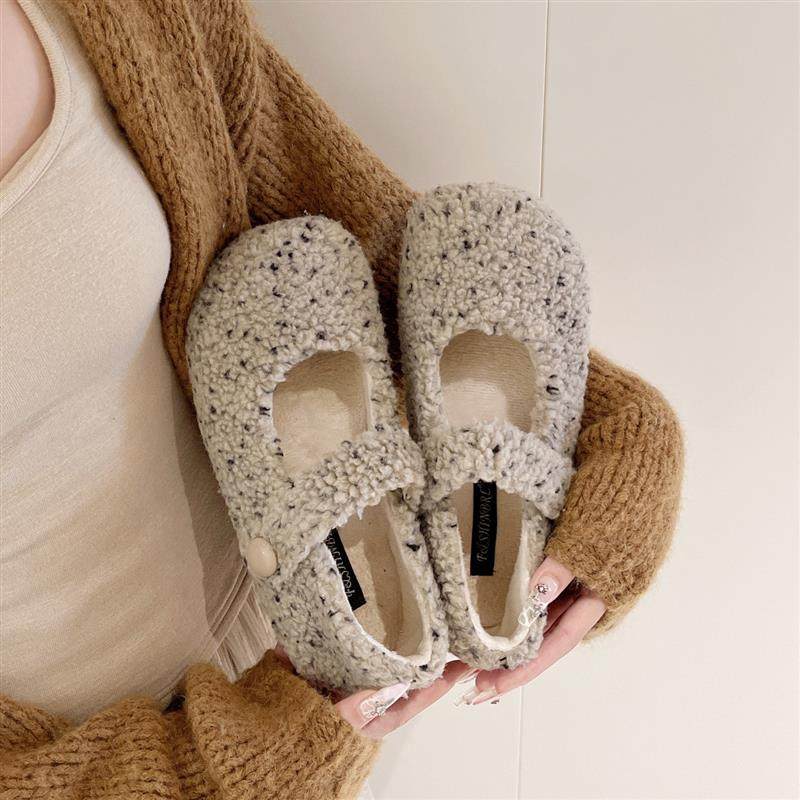 法式浅口一字带玛丽珍毛毛鞋女2026年新款加绒保暖一脚蹬豆豆棉鞋,女鞋,玛丽珍鞋,淘宝优惠券,粉丝福利购,淘宝优惠卷