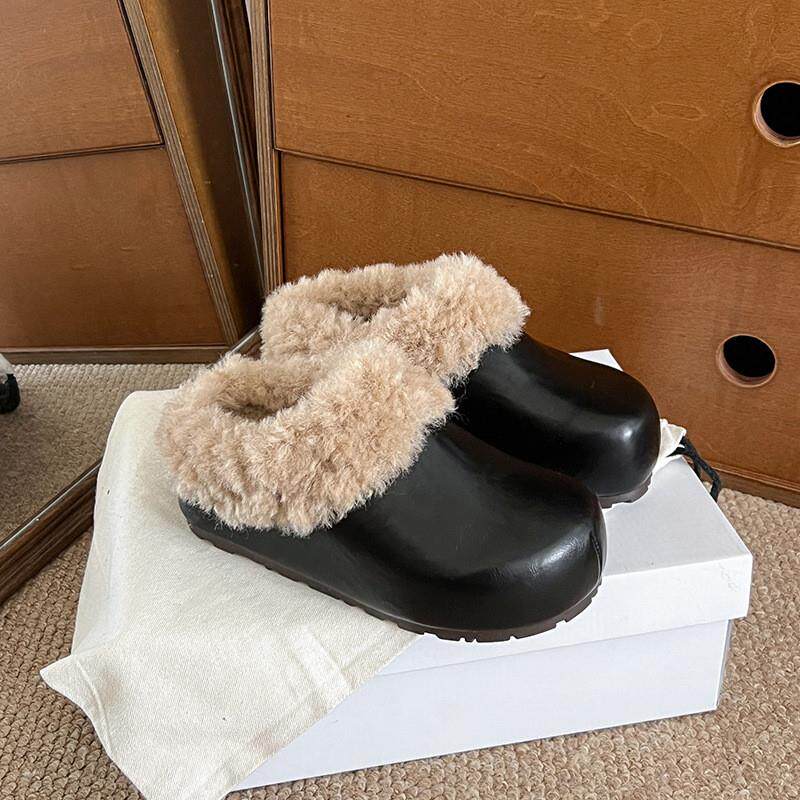丨厚底毛毛拖鞋女外穿女士棉拖鞋女2026新款冬季勃肯鞋半拖鞋