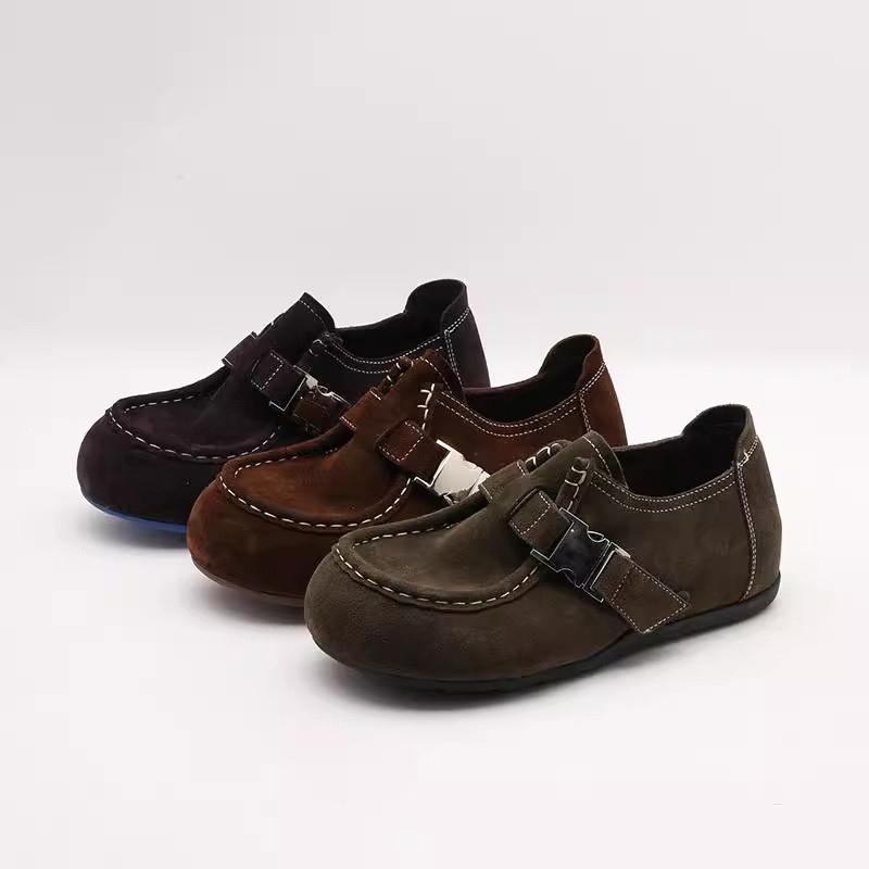 复古风内增高平底勃肯鞋女2025年新款百搭舒适一脚蹬皮带扣豆豆鞋