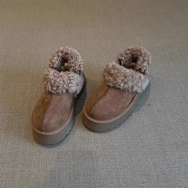 厚底皮毛一体雪地靴女2025冬季新款包头勃肯拖鞋外穿加绒毛毛棉鞋