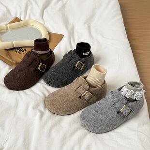 全包灰色勃肯鞋女鞋子2026秋冬新款爆款一脚蹬懒人鞋加绒博肯棉鞋