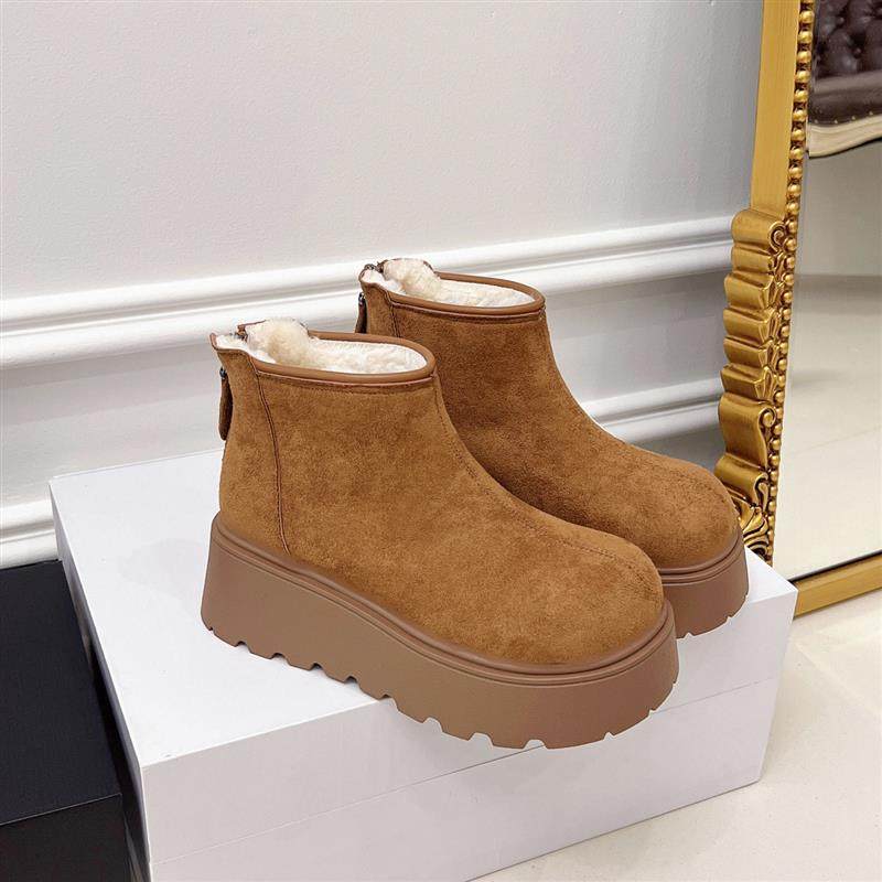 松糕小个子增高6cm马丁靴女2026新款冬季复古短靴加绒保暖棉鞋子