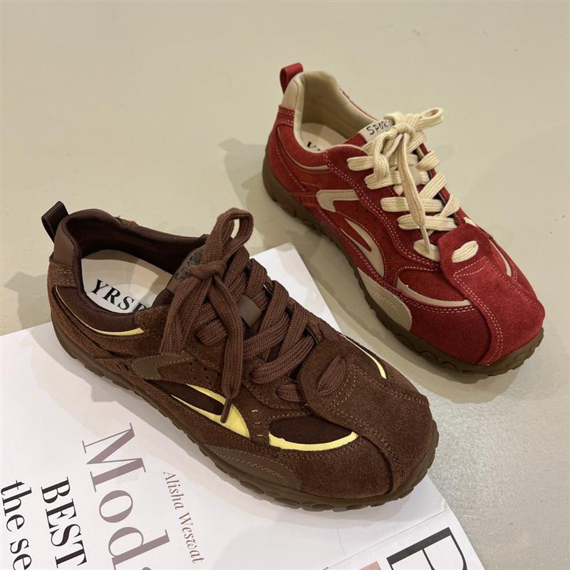 澜柜欧货平底拼色运动德训鞋女2025秋季新款百搭休闲跑步阿甘鞋潮