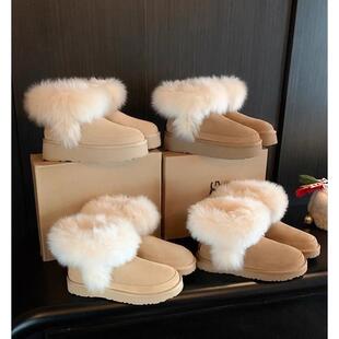托卡暖暖包~厚底毛茸茸雪地靴女2026年新款舒适保暖防水防滑棉鞋