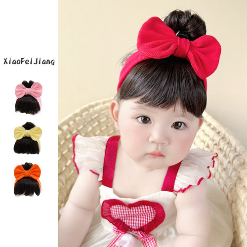 婴儿假发发带蝴蝶结宝宝小发套