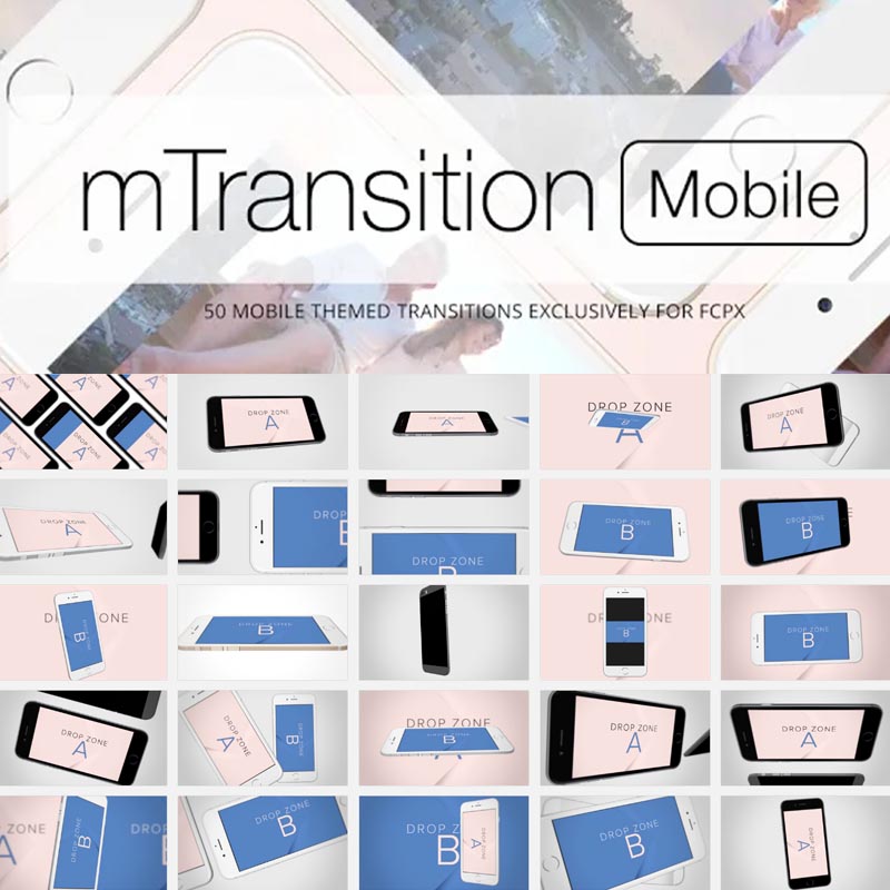 FCPX转场插件mTransition Mobile苹果手机手势切换转场预设50个
