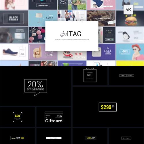 FCPX插件mTag标签风格图文排版字幕标题动画预设100个