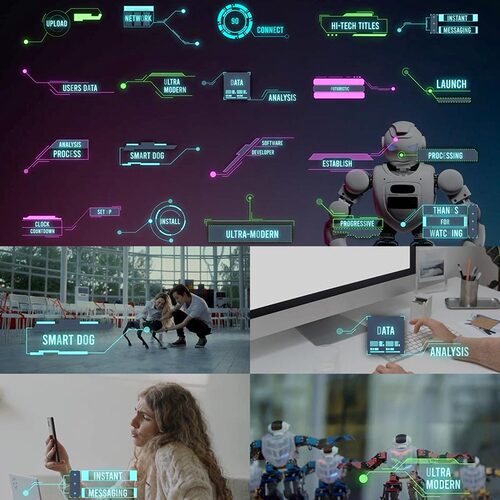 FCPX插件Tech HUD Titles科技感信息化动态元素字幕标题动画20个