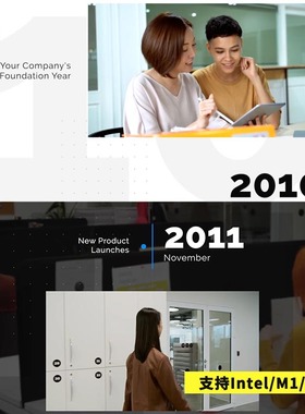 FCPX插件Timeline Slideshow企业宣传发展历程介绍时间线模板