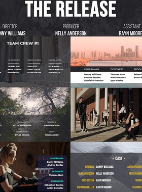 FCPX插件Film Credits片头片尾演职员介绍字幕标题动画预设