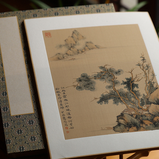 同和纸庄烟灰色绢卡熟绢套装盒装蚕丝工笔画小楷书法写生画片团扇