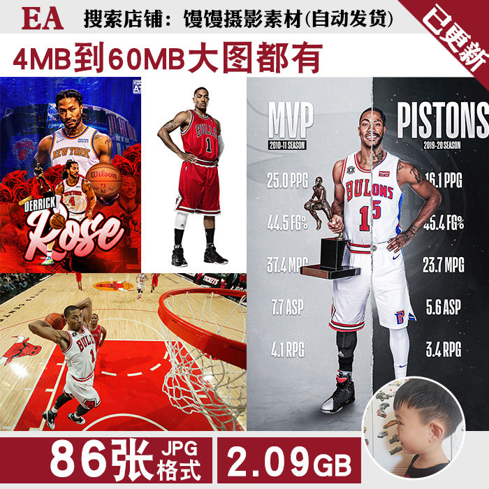 德里克罗斯NBA球星超高清壁纸海报装饰画芯蓝球馆电脑图片jpg素材怎么看?