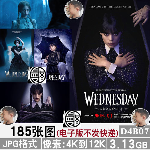 星期三亚当斯海报插画4K12K超高清手机电脑图片装饰画壁纸jpg素材