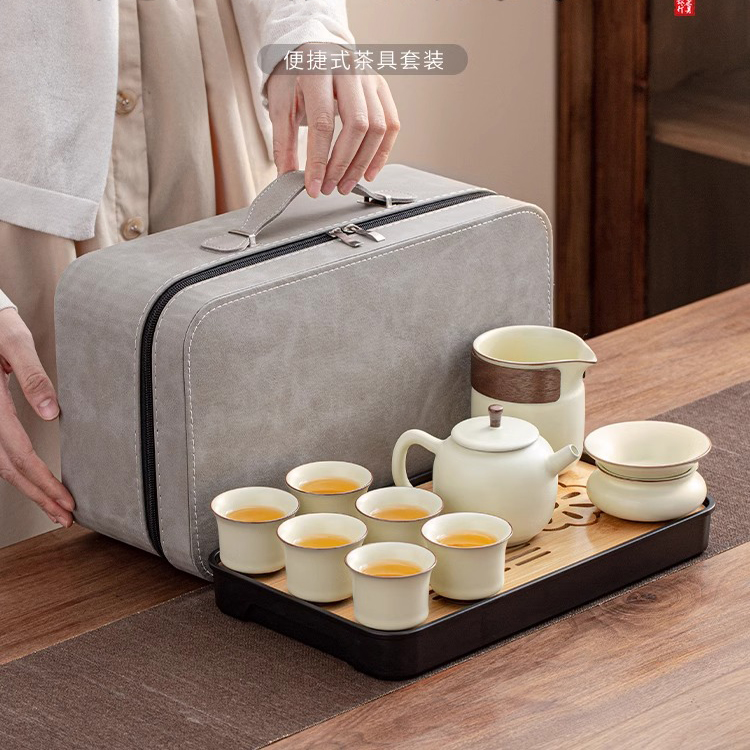 东来同款尼尔旅行茶具套装便携式收纳包户外功夫泡茶壶茶杯带茶盘