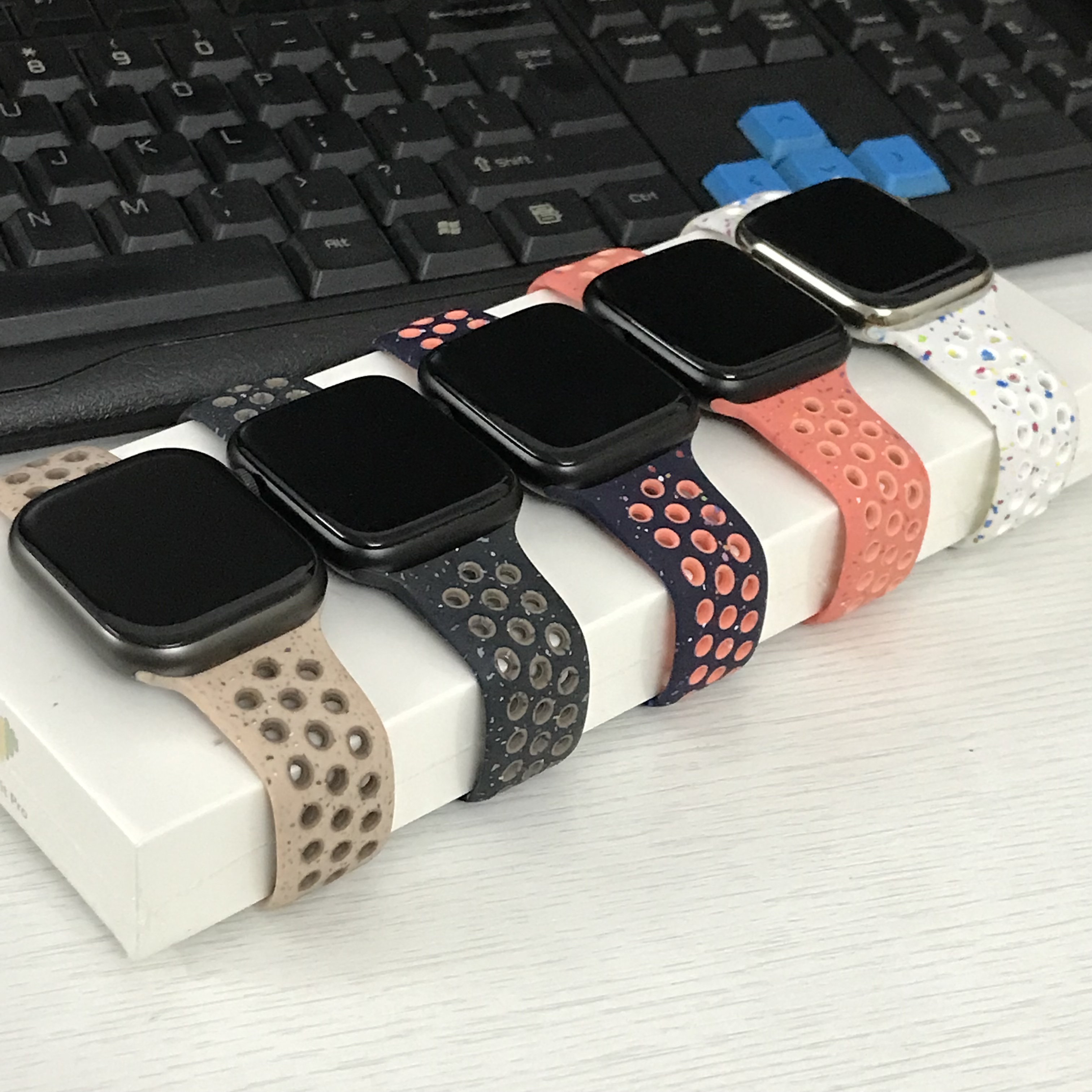 适用iwatchS11华强北5G智能电话S10ProMax硅胶手表带35mm接口表带