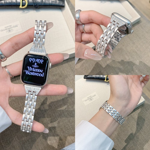 【鎏金闪钻金属】适用cd12Max华强北手表带iwatchs11苹果10s987se