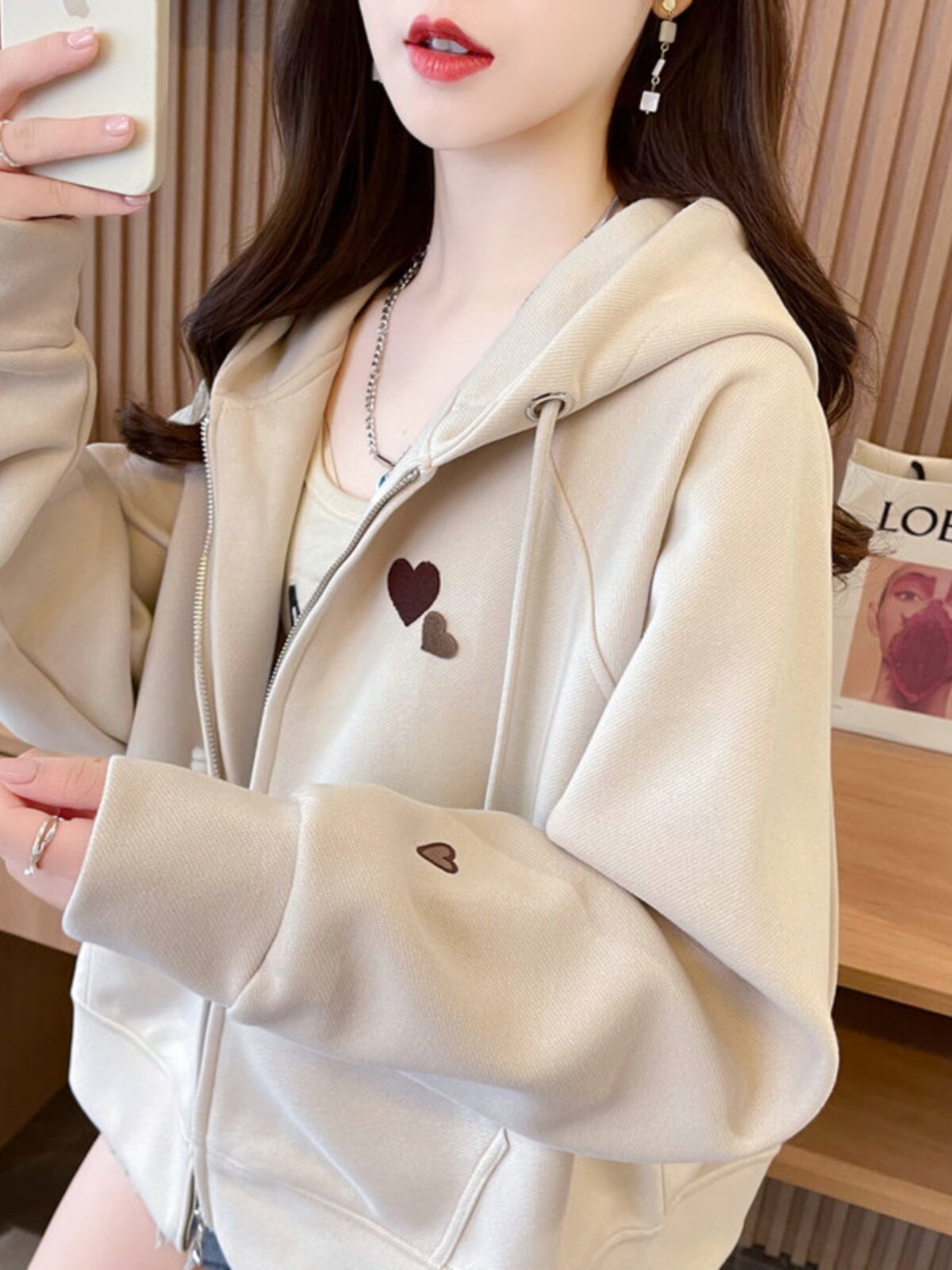 가을 겨울 여성용 긴팔 후드 벨벳 두꺼운 스웨터 한국 스타일 느슨한 대형 캐주얼 스포츠 야구 유니폼 카디건 자켓