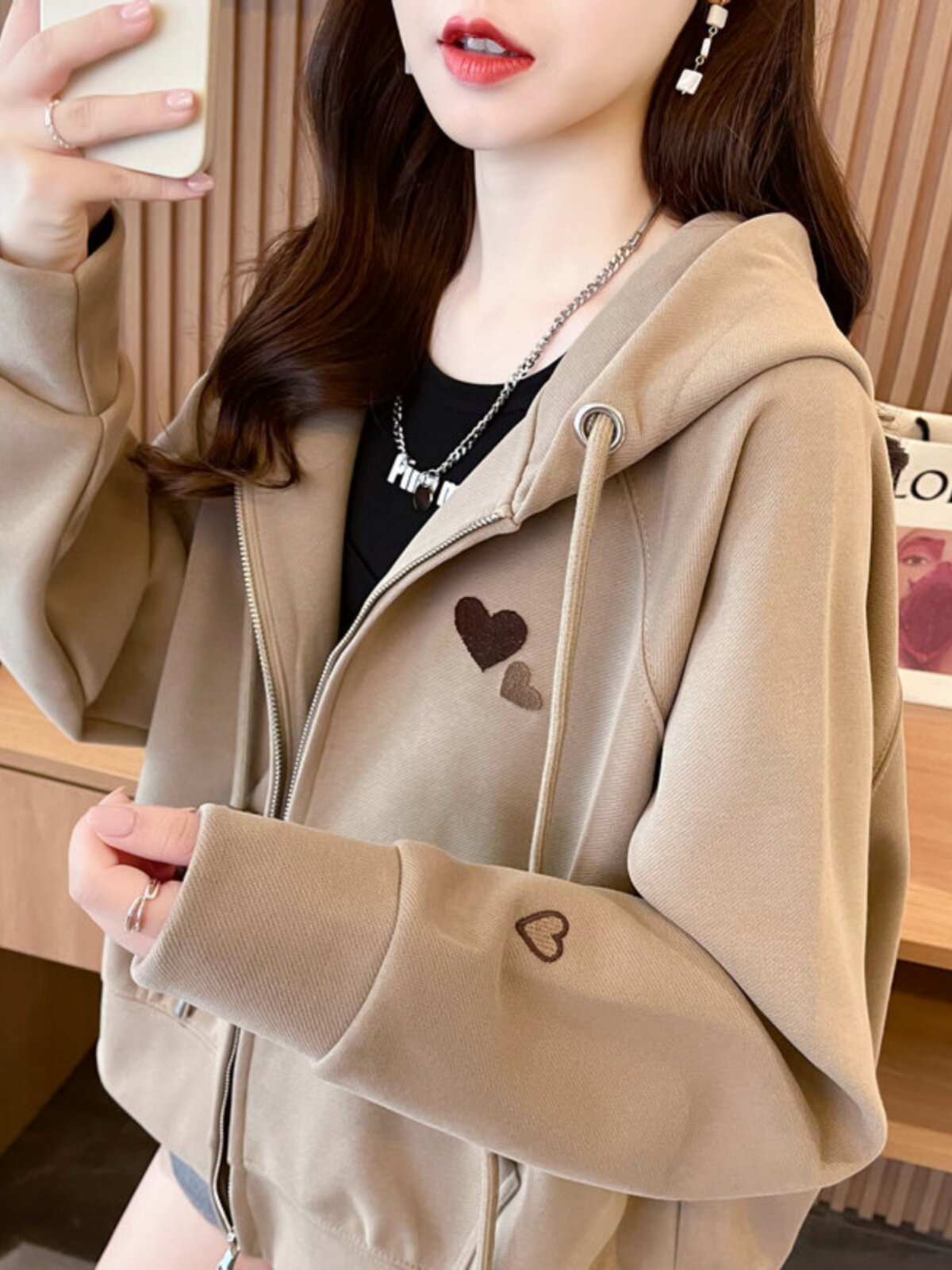 가을 겨울 여성용 긴팔 후드 벨벳 두꺼운 스웨터 한국 스타일 느슨한 대형 캐주얼 스포츠 야구 유니폼 카디건 자켓