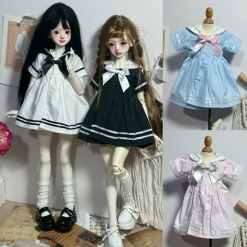 bjd4分娃衣套装双子水手服学院风连衣裙便宜6/1娃娃衣服4/1休闲