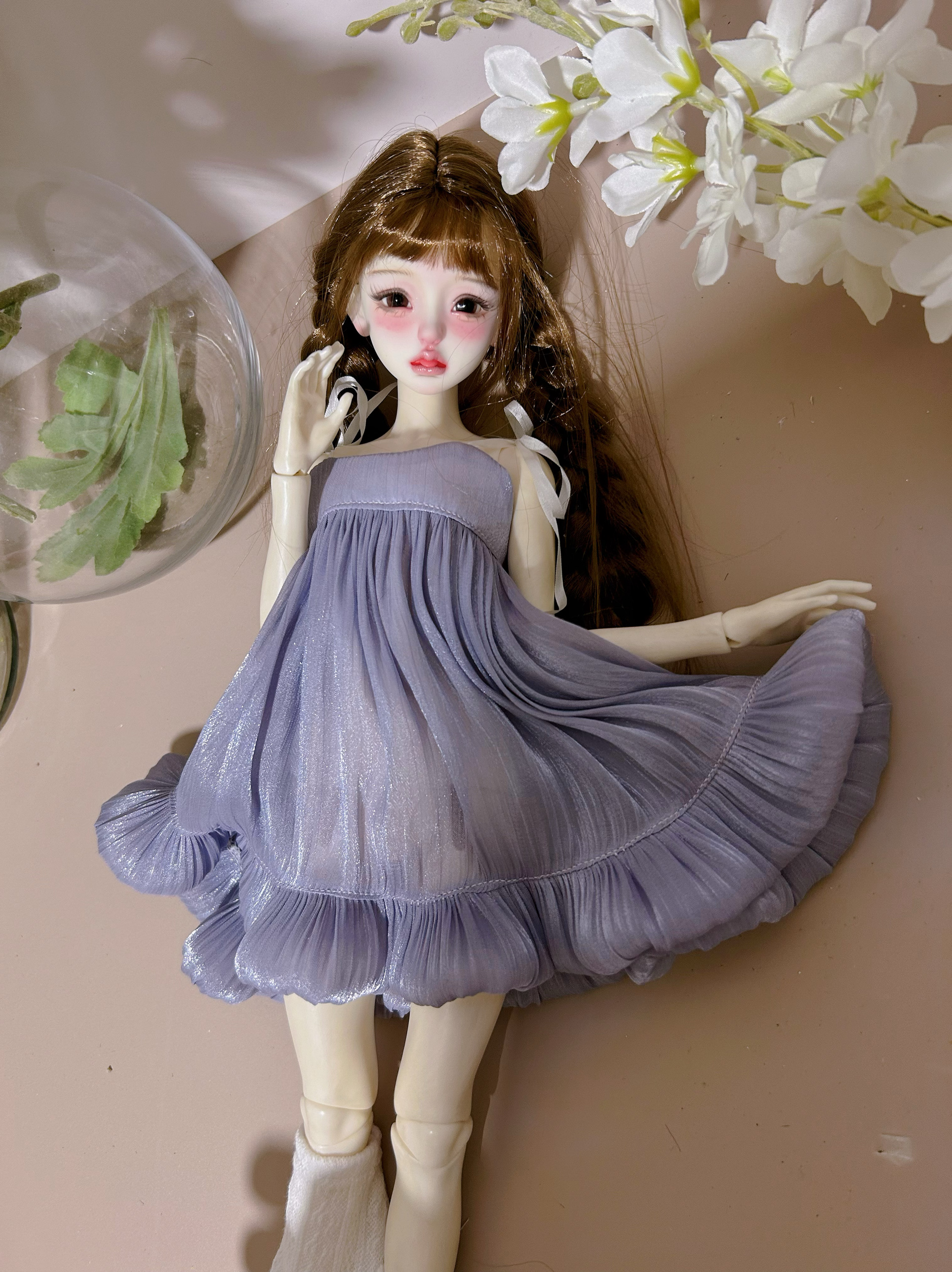 (紫色闪闪裙)bjd4分吊带裙珠光裙现货清仓福利娃衣4/1套装包邮