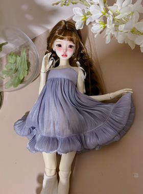 (紫色闪闪裙)bjd4分吊带裙珠光裙现货清仓福利娃衣4/1套装包邮