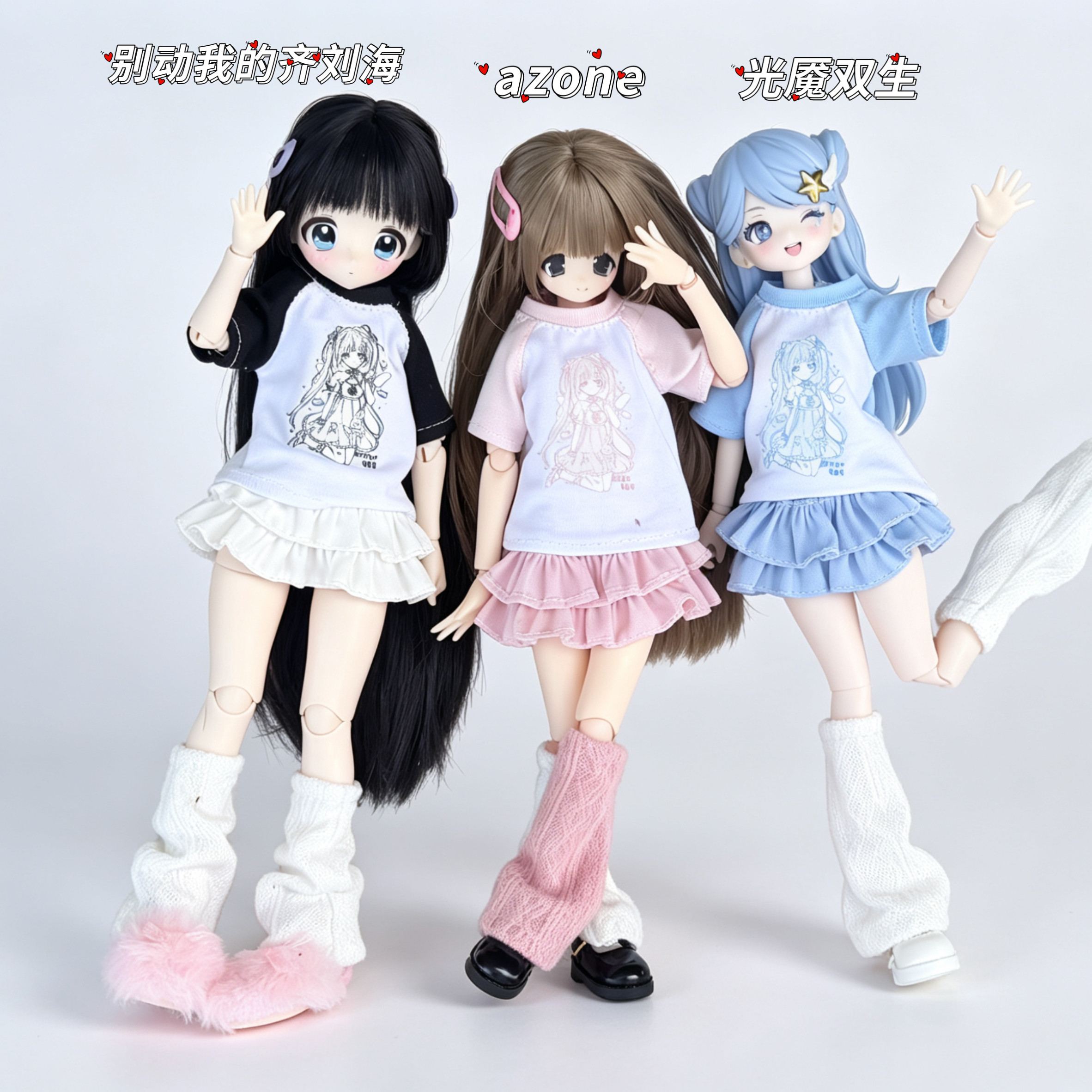 azone 1/6娃衣套装 二次元印花T恤+蛋糕裙/别动我的齐刘海/ob24