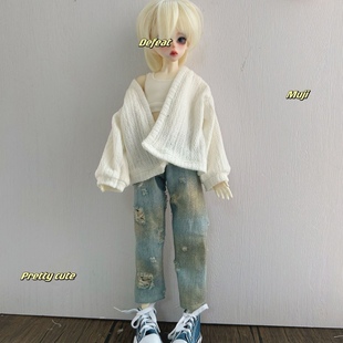 bjd4分男娃套装毛衣开衫上衣外套牛仔裤46cmcd二代娃衣便宜现货