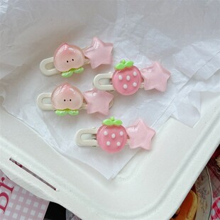 屁桃小猪草莓星星发夹可爱透明少女甜美卡通鸭嘴刘海海边头饰