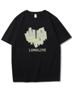 Luxurious余文乐同款潮牌情侣短袖t恤爱心印花体恤夏季纯棉男半袖