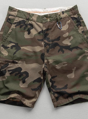 Luxurious余文乐同款潮牌迷彩短裤男复古工装中裤宽松休闲五分裤